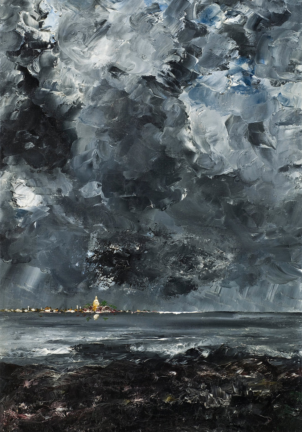 Stormy Town Landscape Poster