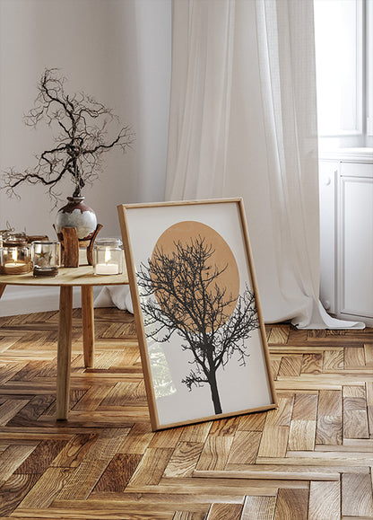 Tree Silhouette and Sun Poster