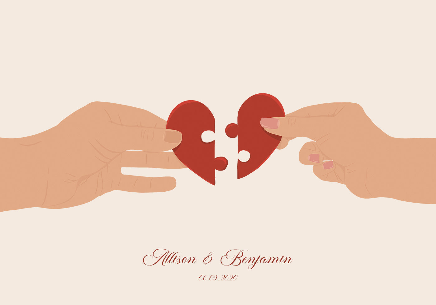 The Missing Piece of Us, Two halves of a Heart Personalized Poster
