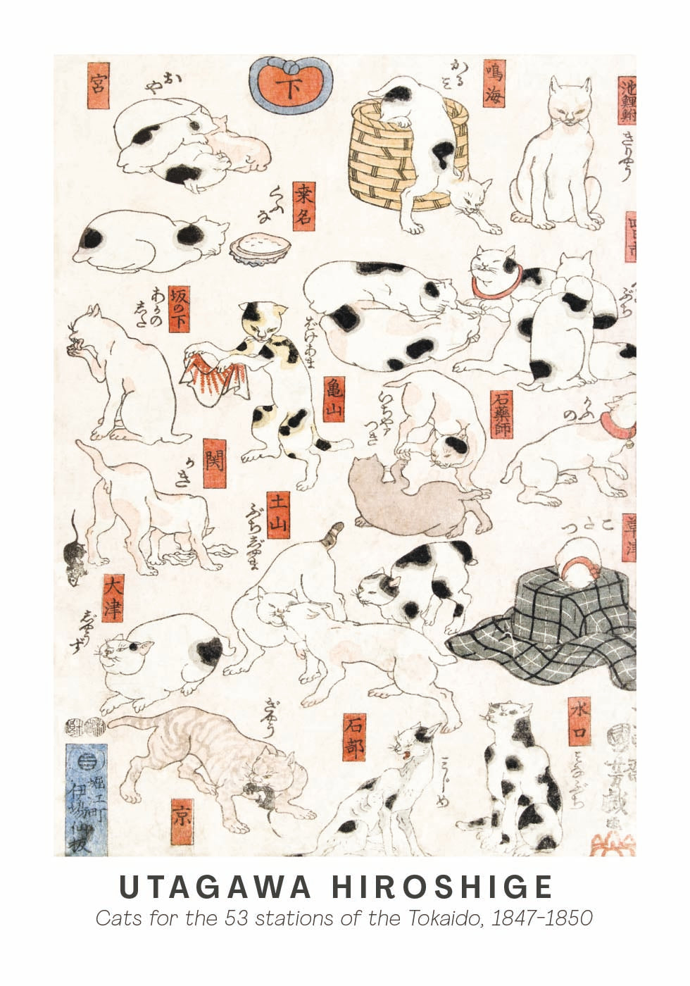 Cats of the Tokaido, Hiroshige Poster