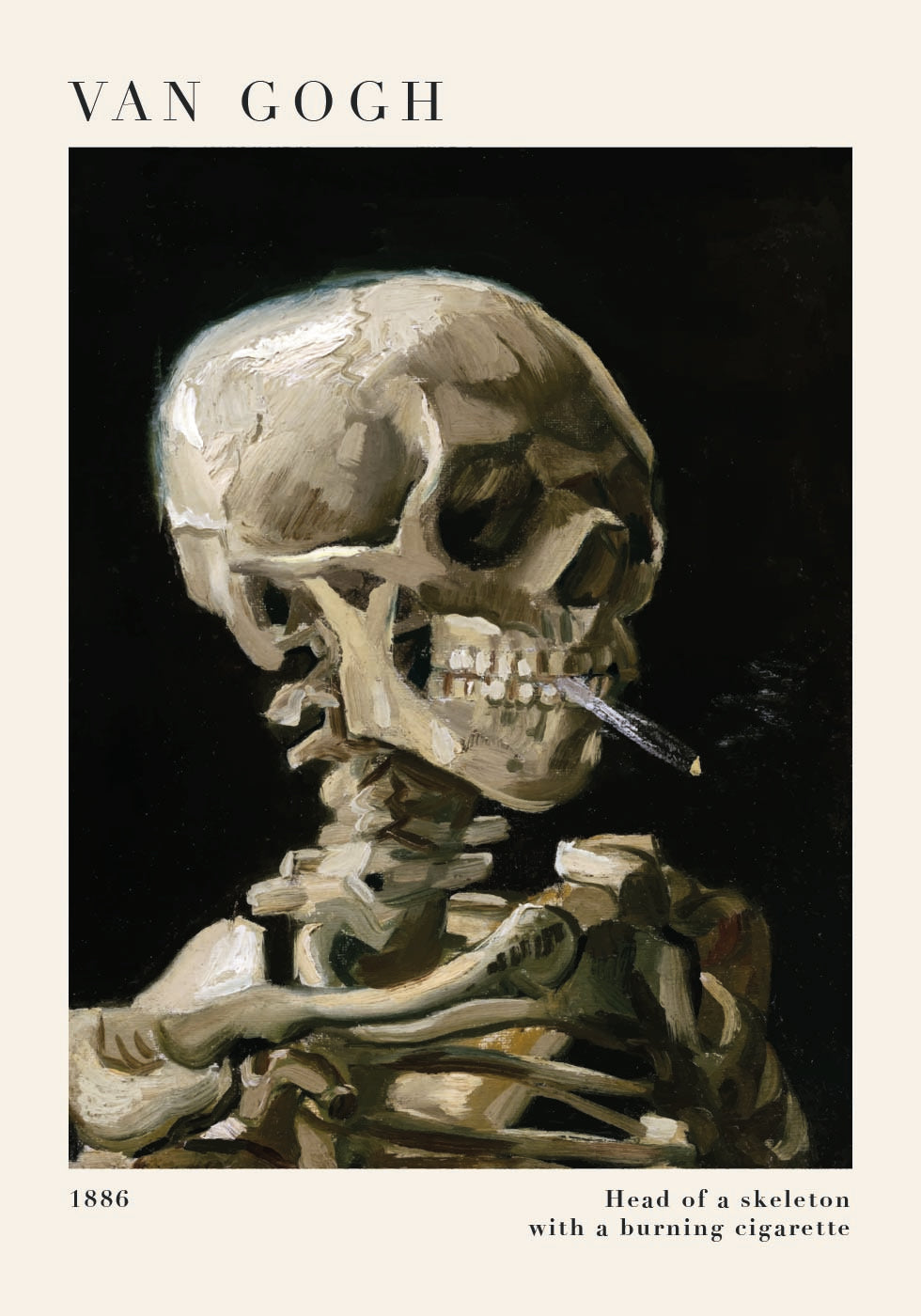 Head of a Skeleton with a Burning Cigarette Poster