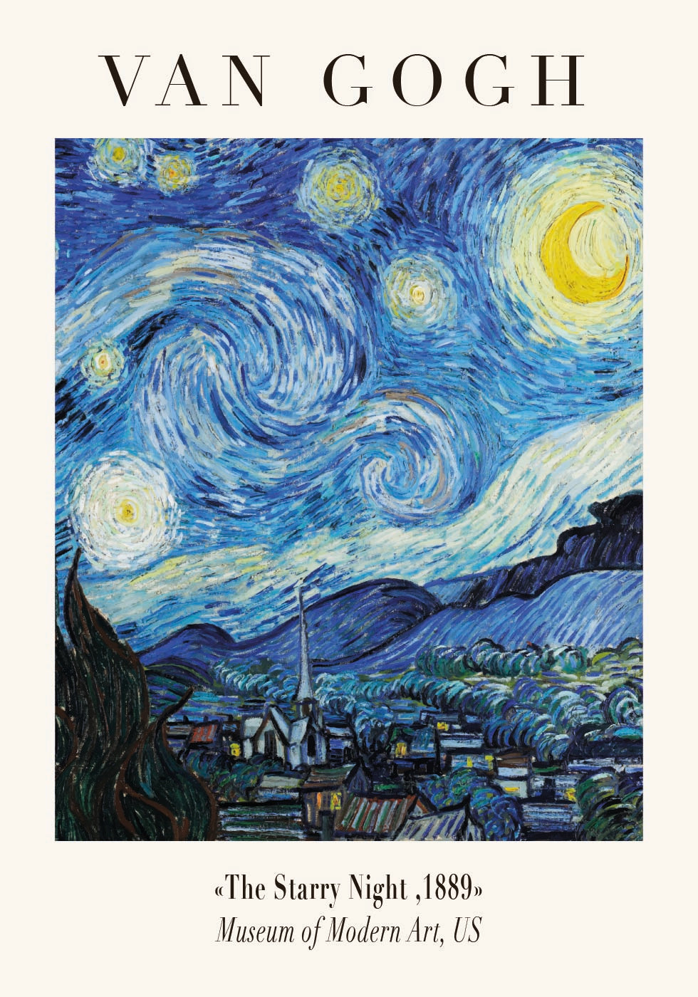 Starry Night Landscape Poster