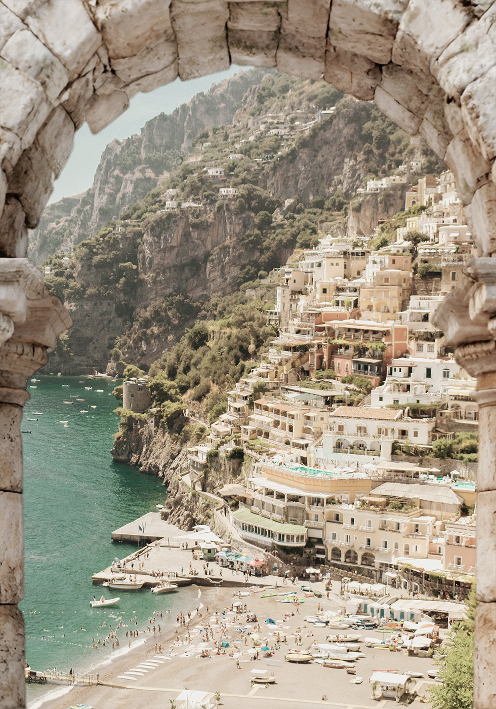 View of Amalfi Coast, Mediterranean Village Poster