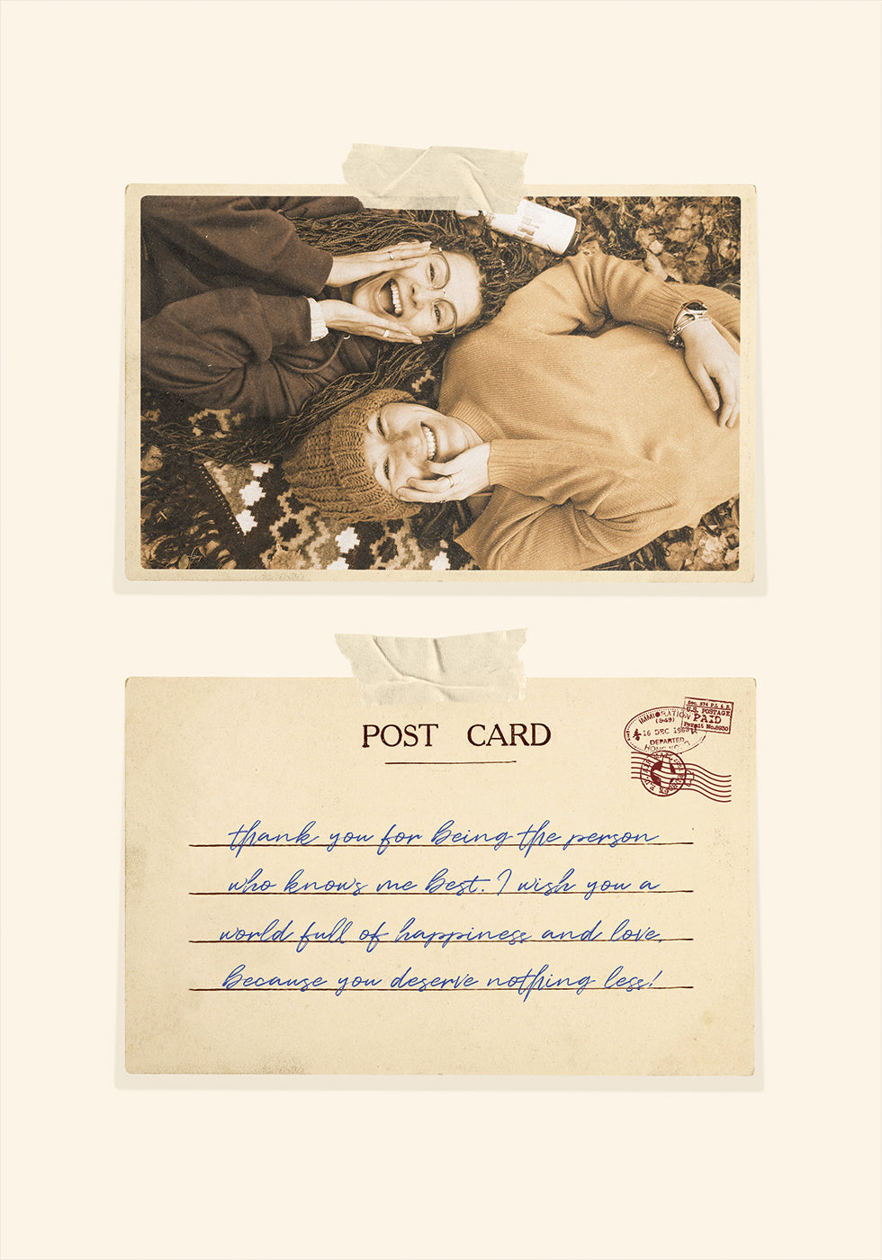Vintage Postcard with Photo Personal Poster