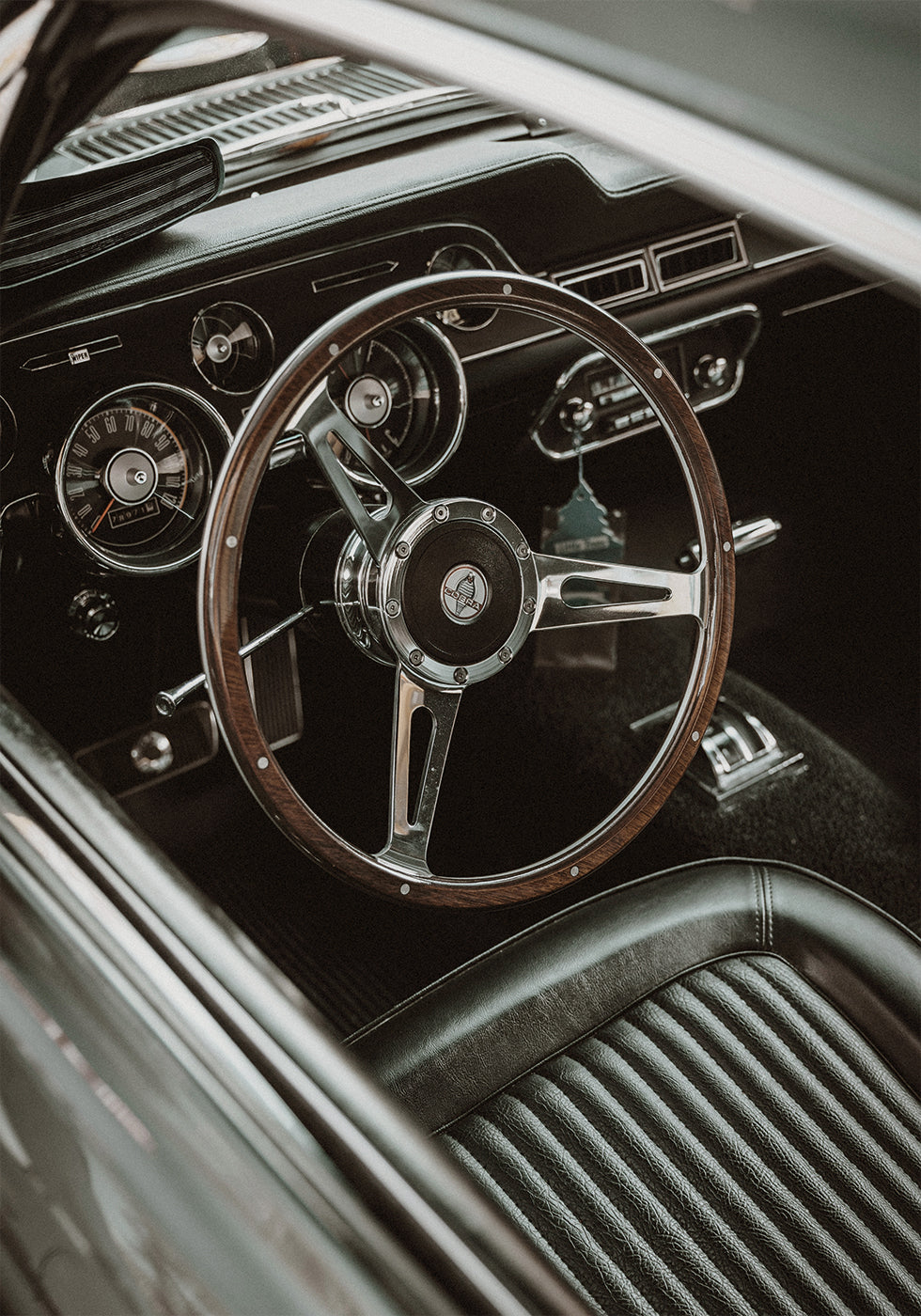 Vintage Car Steering Wheel Poster