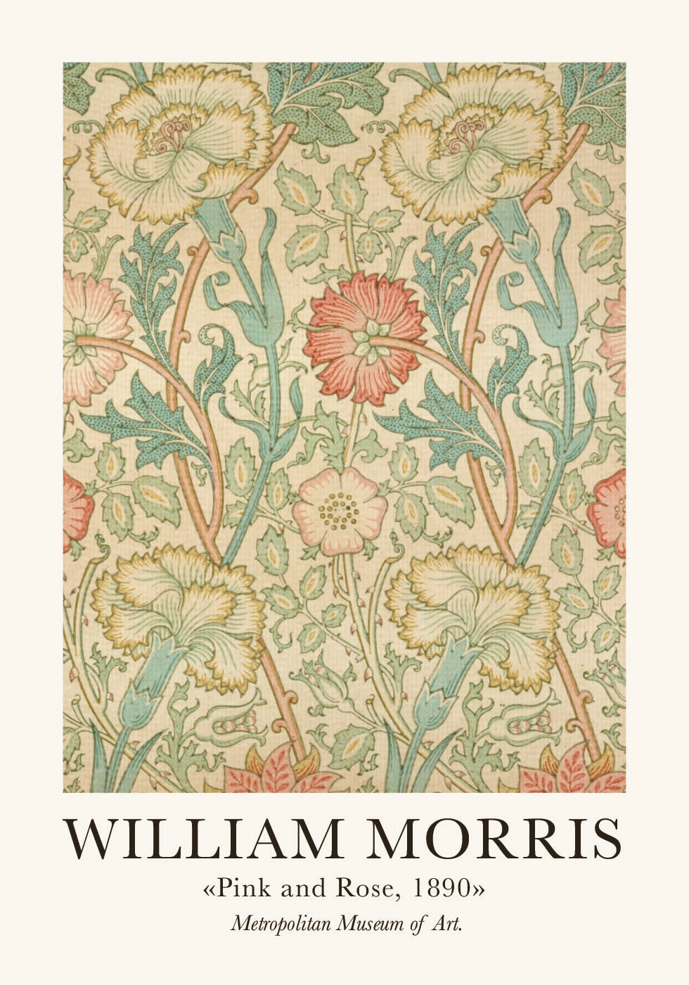 William Morris Pink and Rose Poster