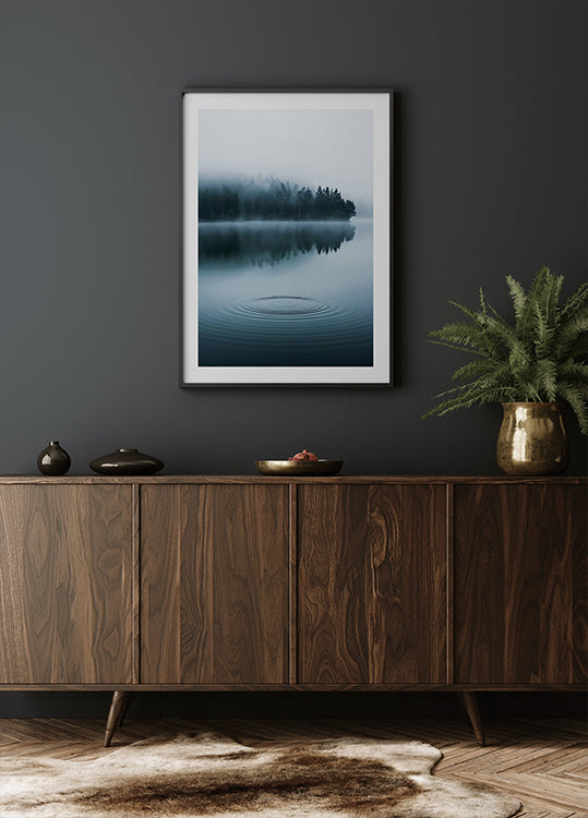 Water Ripples and Foggy Forest Poster