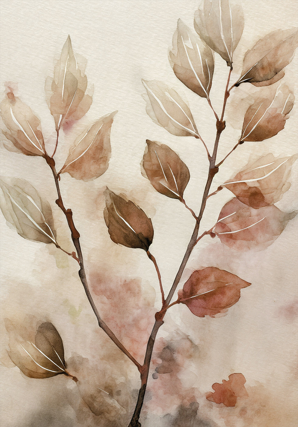 Abstract Watercolor Leaves Poster