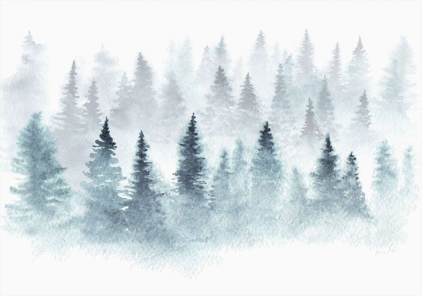 Misty Watercolor Forest Poster