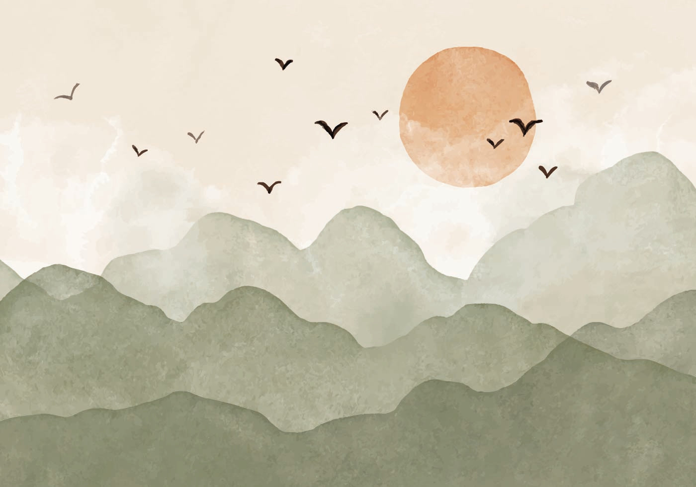 Watercolor Sunrise in the Mountains Poster