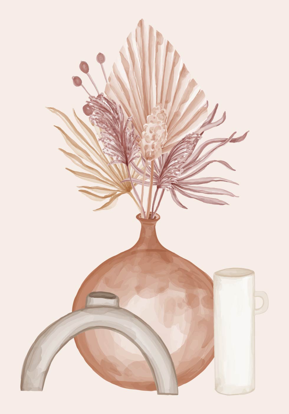 Watercolor Autumn Dry Bouquet Poster