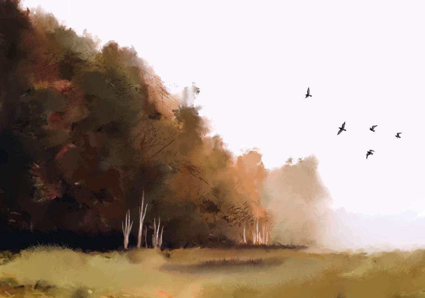 Autumn Watercolor Landscape Poster