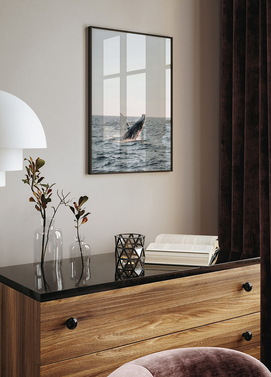 Whale Breaching Water Poster