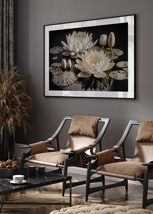 White Lotus Flowers Poster