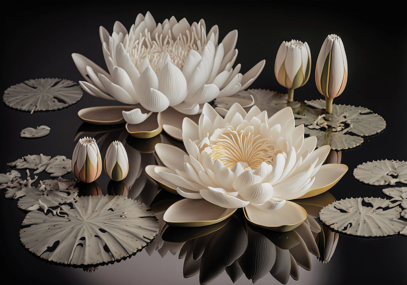 White Lotus Flowers Poster