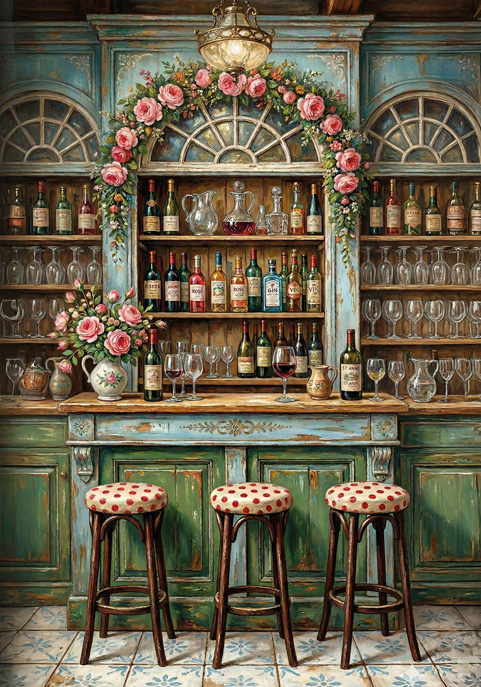 Vibrant Wine Bar Painting, French Pub Art Print, Cozy Kitchen Decor, Dining Room Wall Art, European Cafe Scene Art, Bar Cart Print Poster