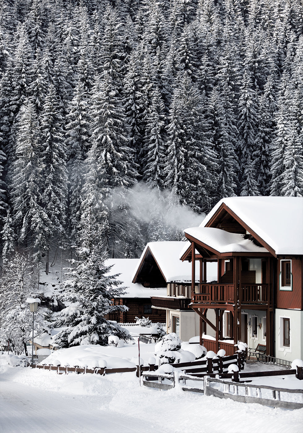 Cozy Winter Village in the Alps Poster