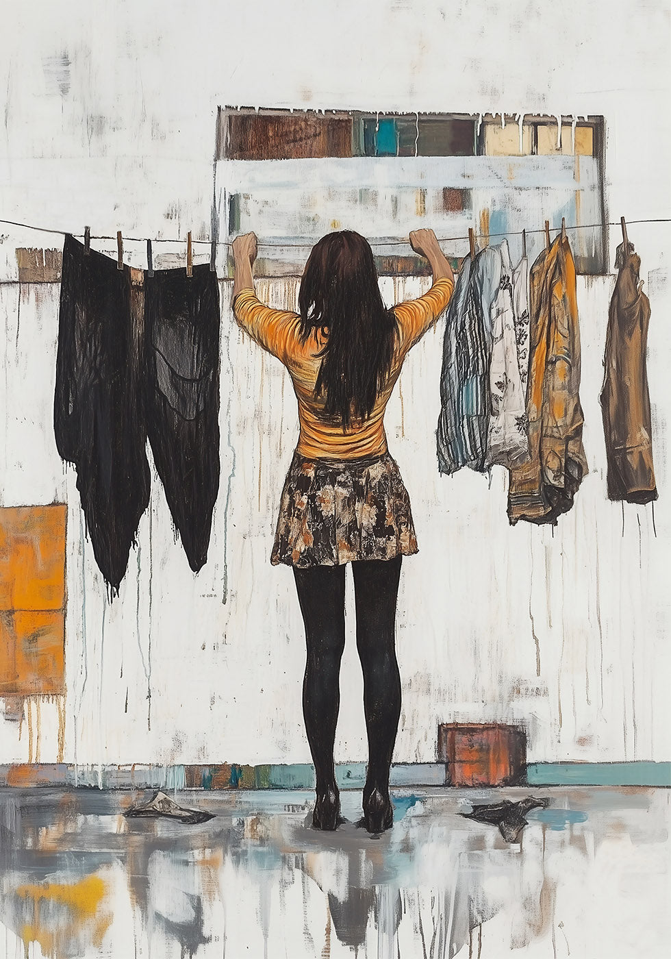 Woman and Clothesline Poster