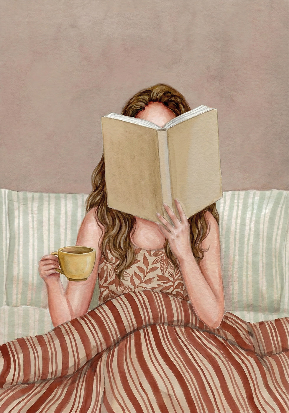 Minimalist Woman Reading Book Wall Art, Watercolor Painting, Book Lover Gift, Modern Wall Art, Abstract People Art, Contemporary Art Poster