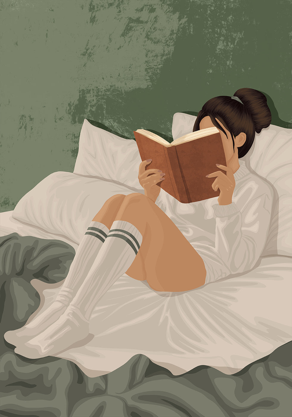 Cozy Reading in Bed Poster