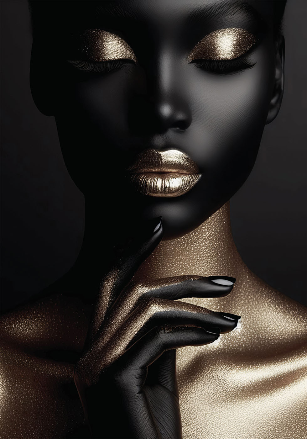 Elegant Beauty in Gold and Black Poster