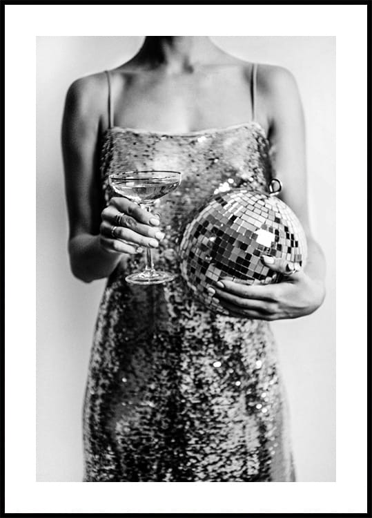 Celebration Elegance in Black & White Poster
