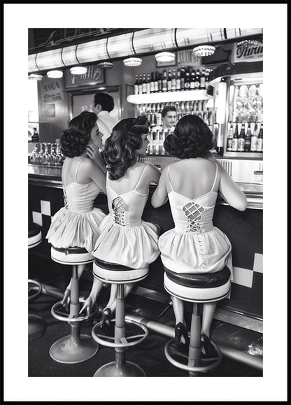 Women Drinking At Bar Wall Art Poster