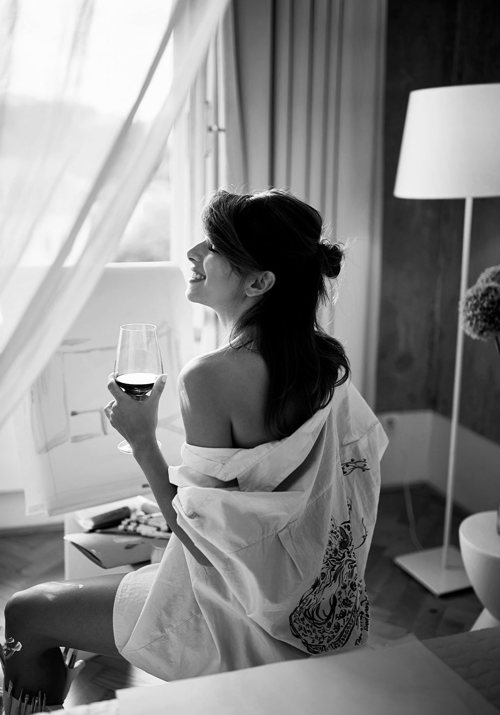Woman Relaxing with Wine Poster