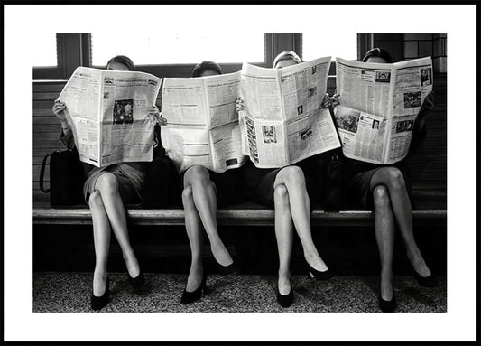 Women Reading Newspapers Poster