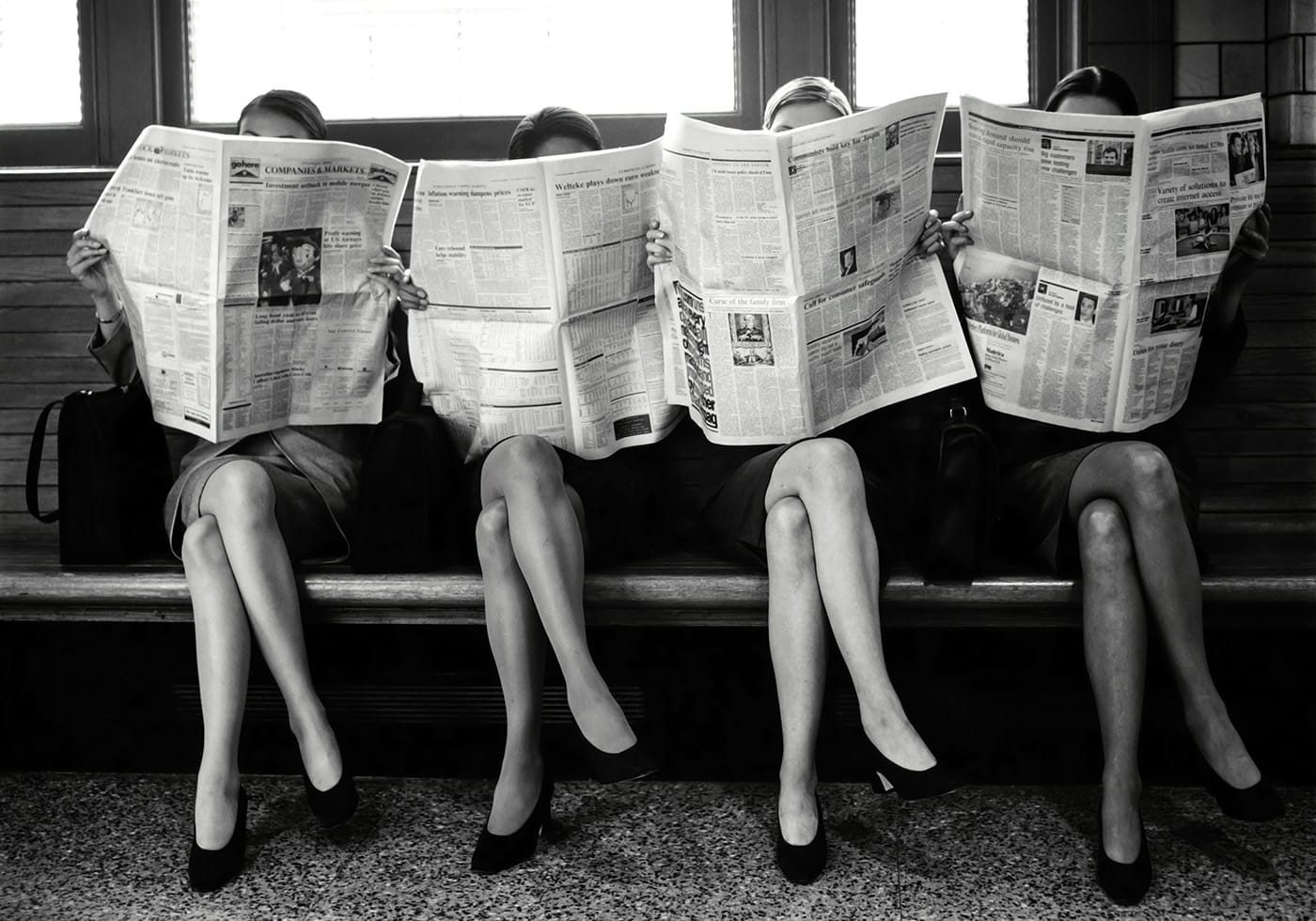 Women Reading Newspapers Poster