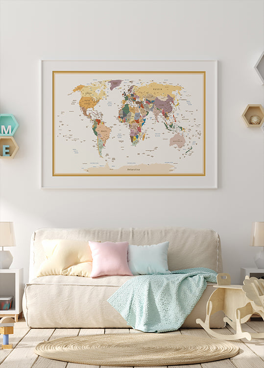 Political World Map Poster