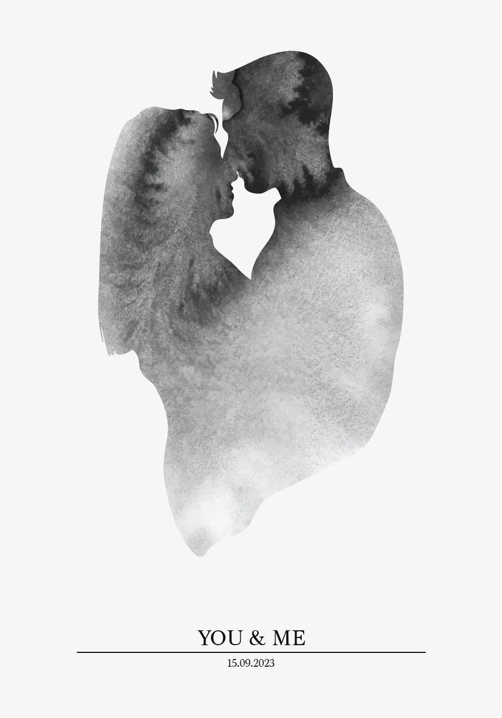 You & Me, romantic watercolor couple Poster