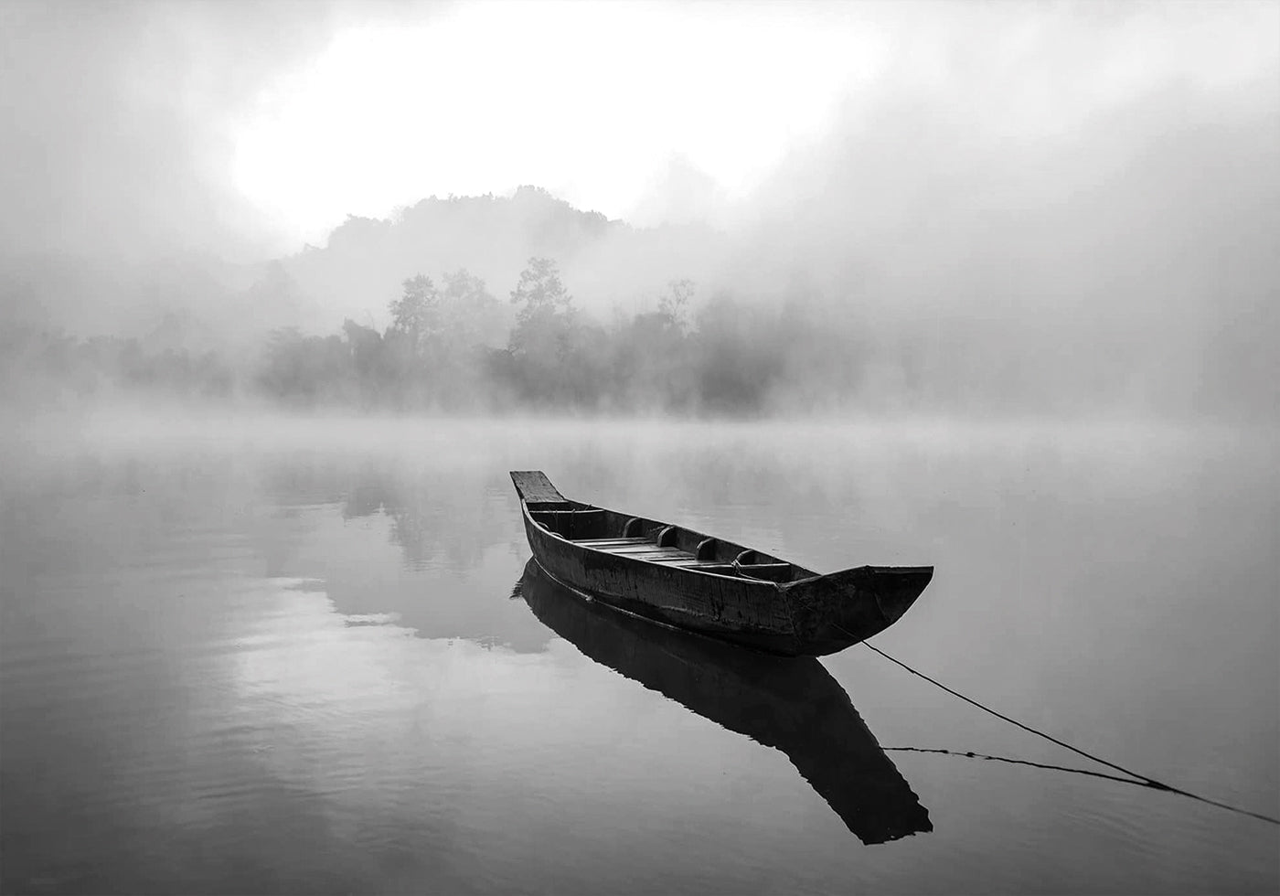 Mysterious Serenity in Foggy Waters Poster