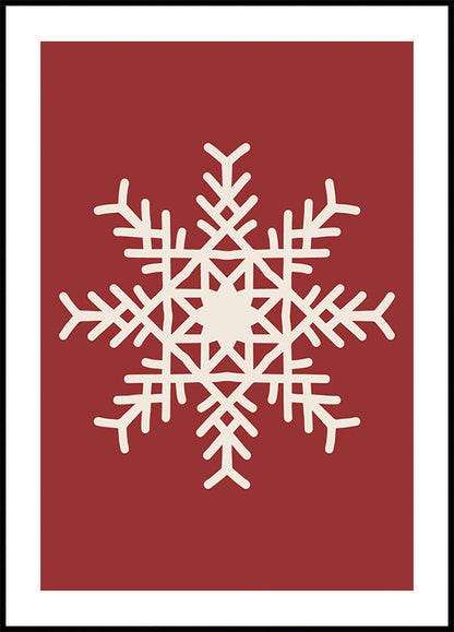 a white snowflake on a red background