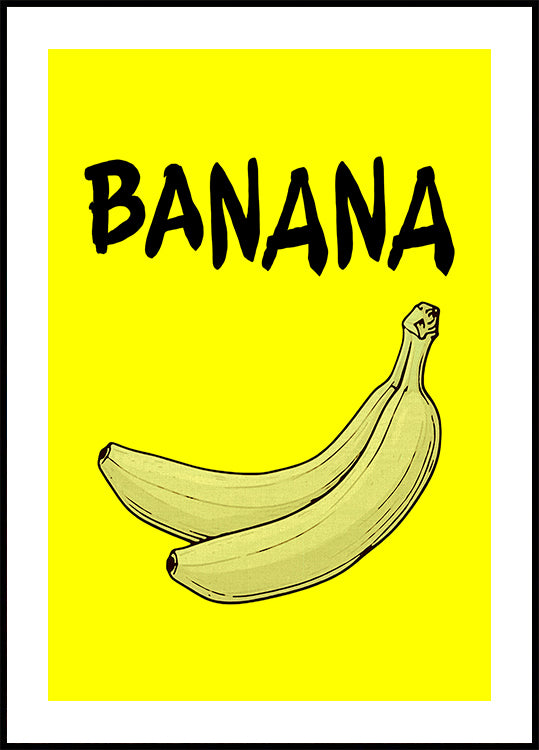 a banana, which is a yellow fruit, against a bright yellow background.