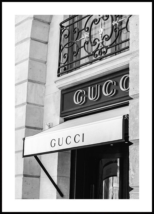 Gucci Boutique Black and White Poster