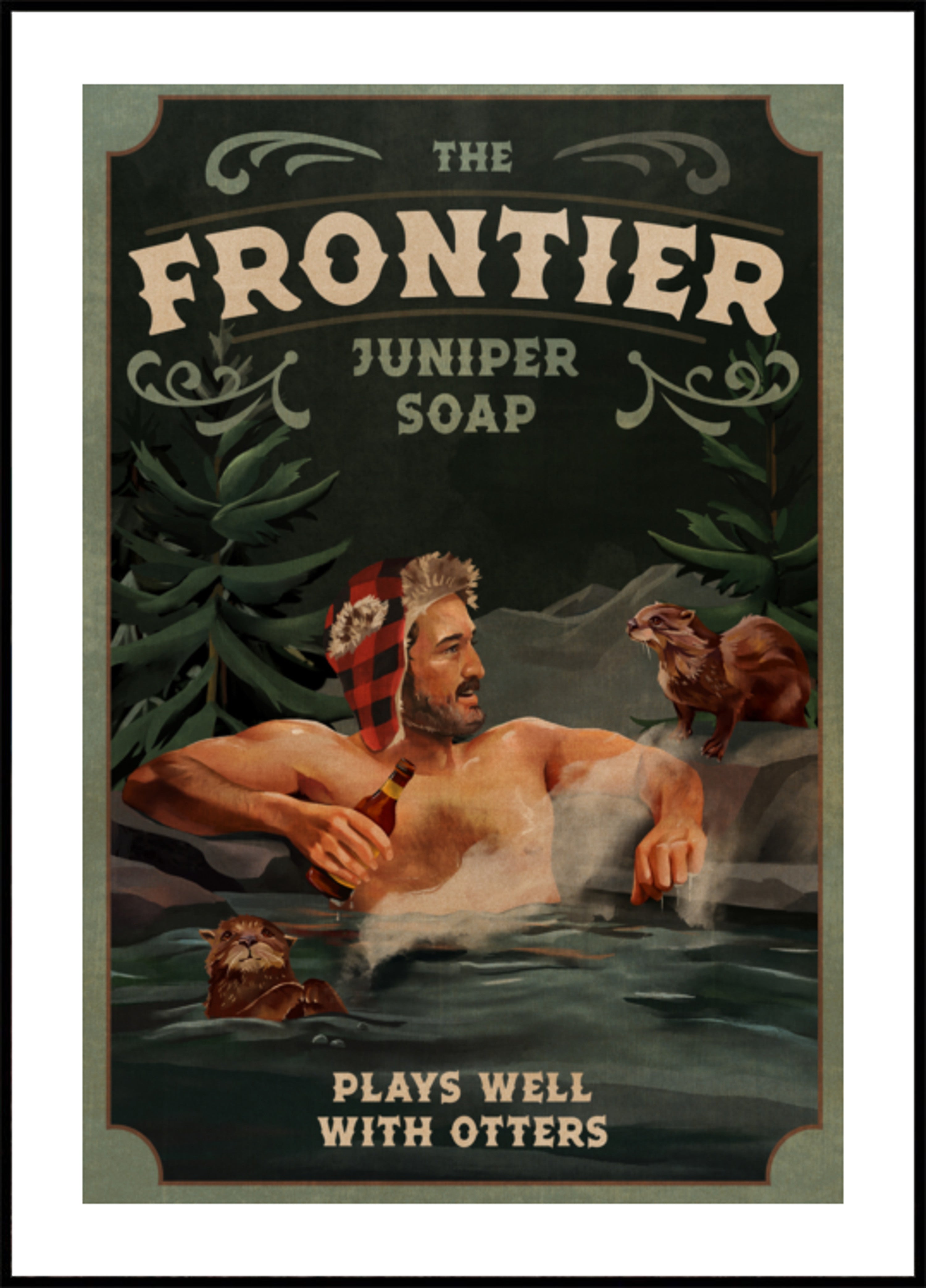 Frontier Man With Otters