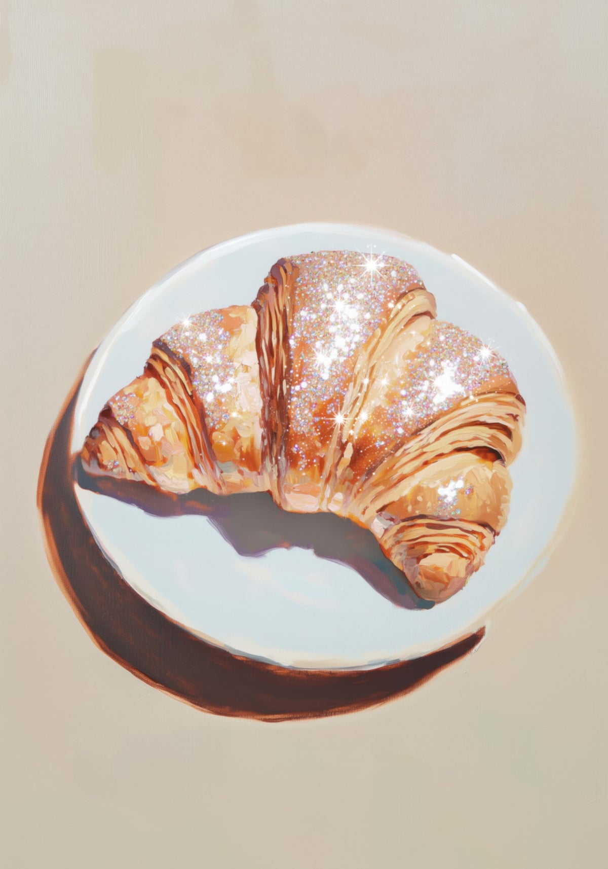 Sparkling Croissant on a Plate