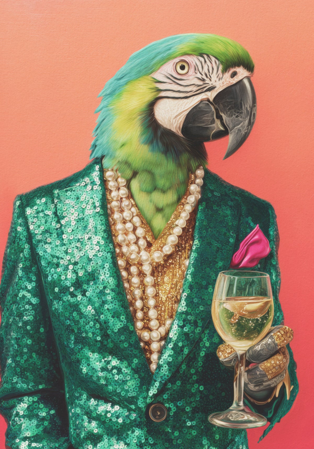Dapper Parrot with Wine