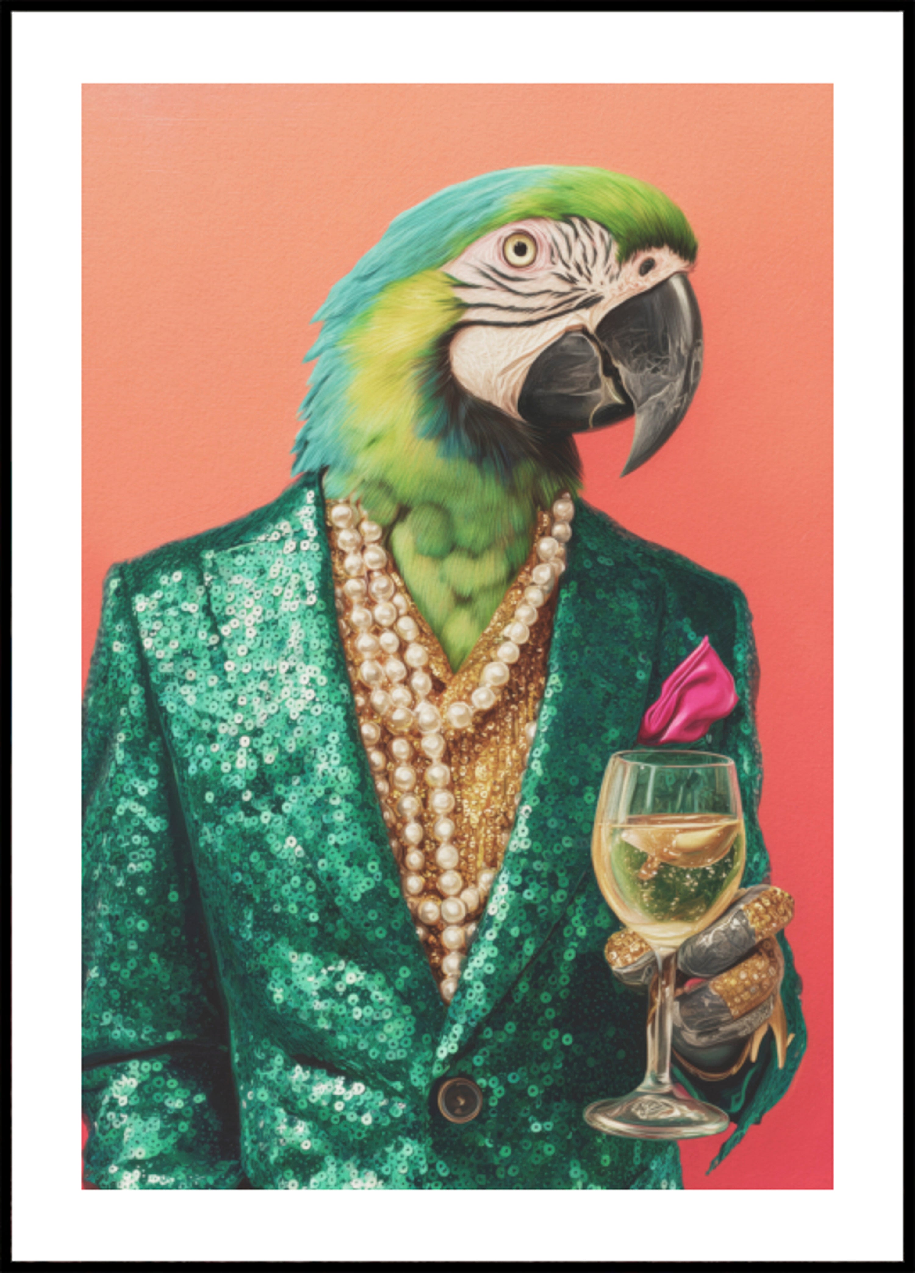 Dapper Parrot with Wine