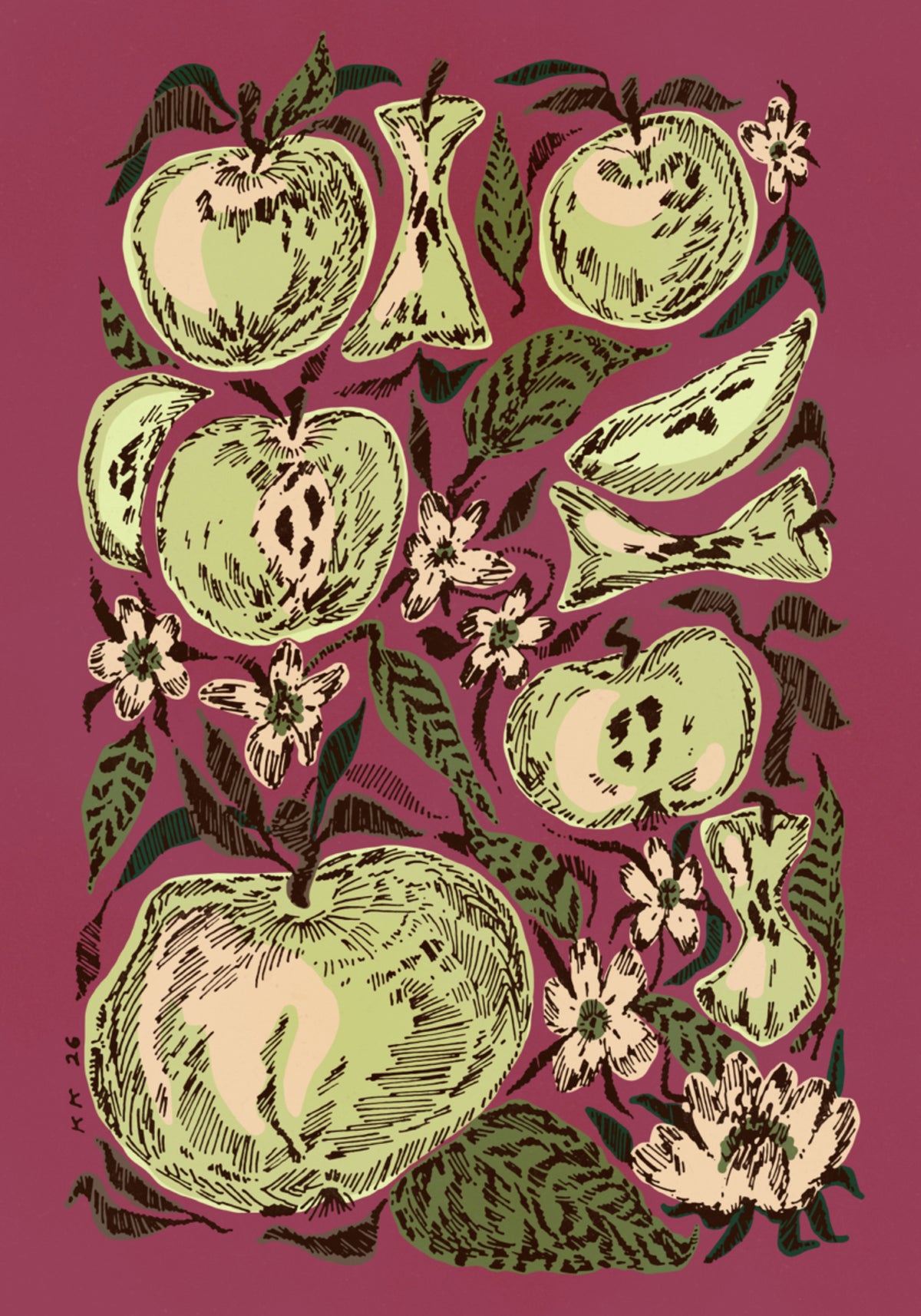 Green Apples and Blossoms