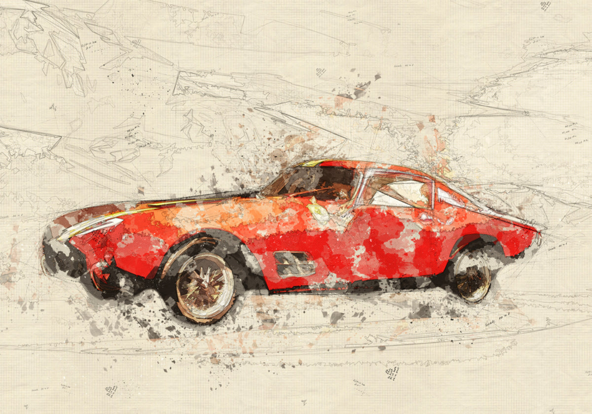 Classic Red Car Sketch