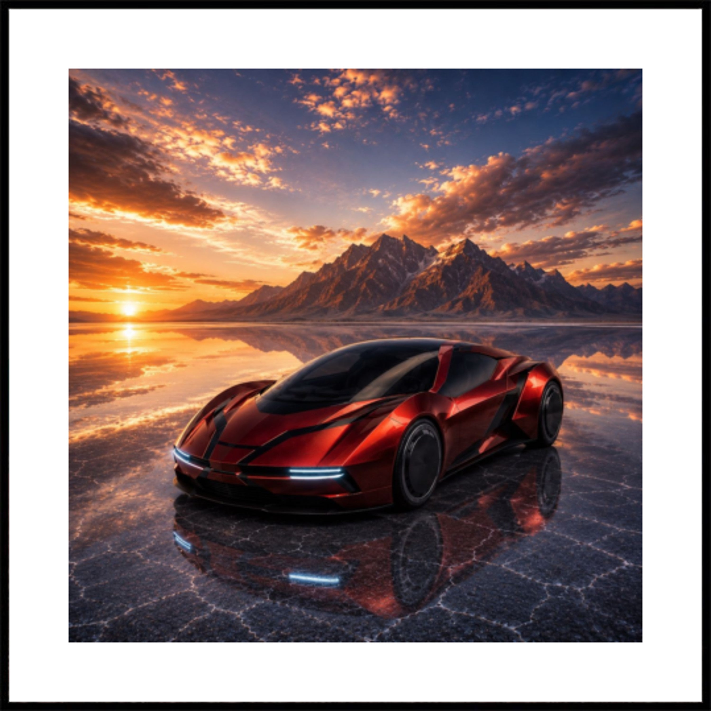 Vibrant Sunset Sports Car