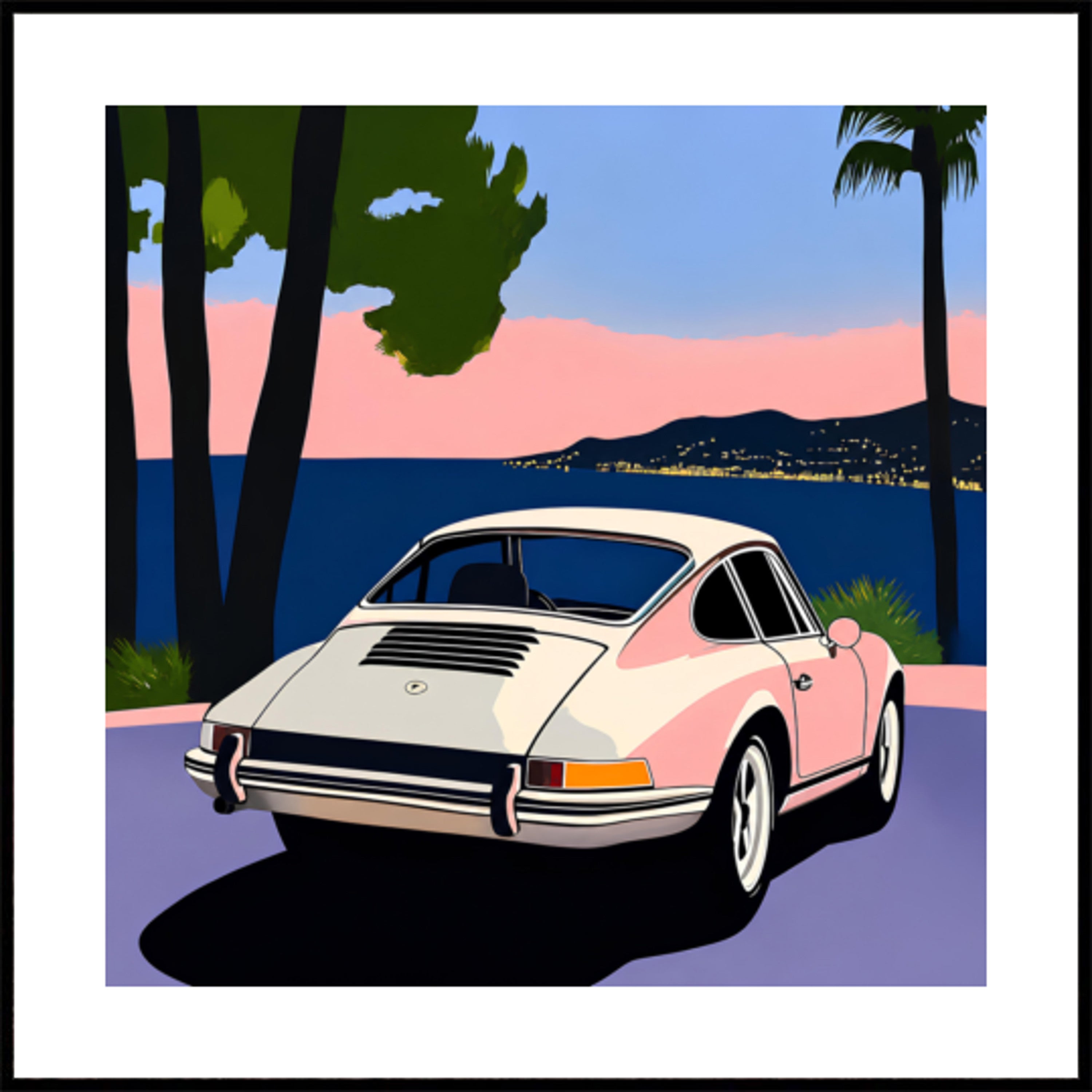 Pink Classic Car Sunset