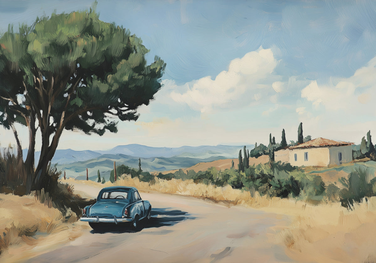 Tuscan Countryside Vintage Car