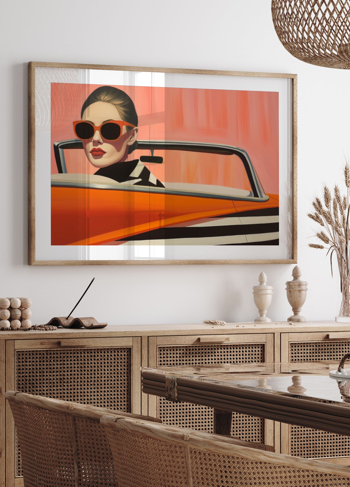 Stylish Woman Orange Car
