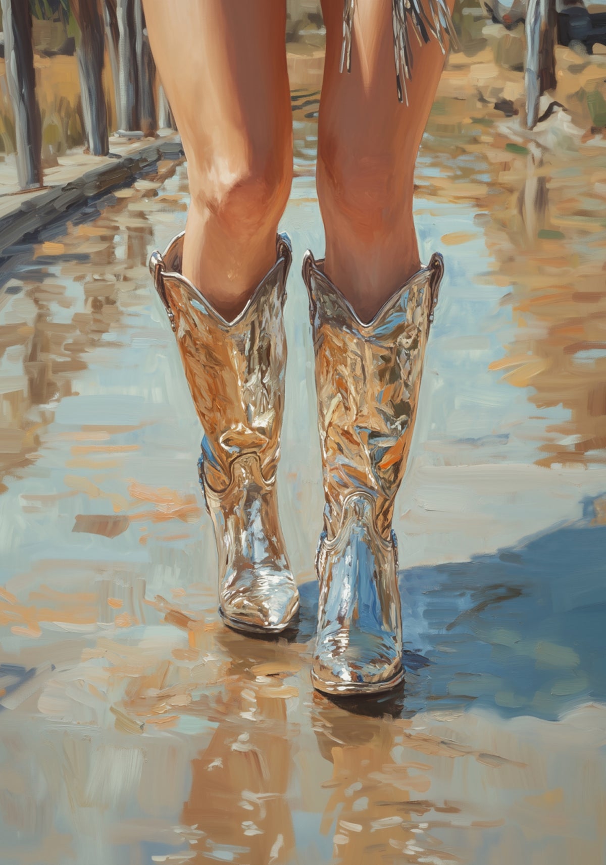 Reflective Cowboy Boots