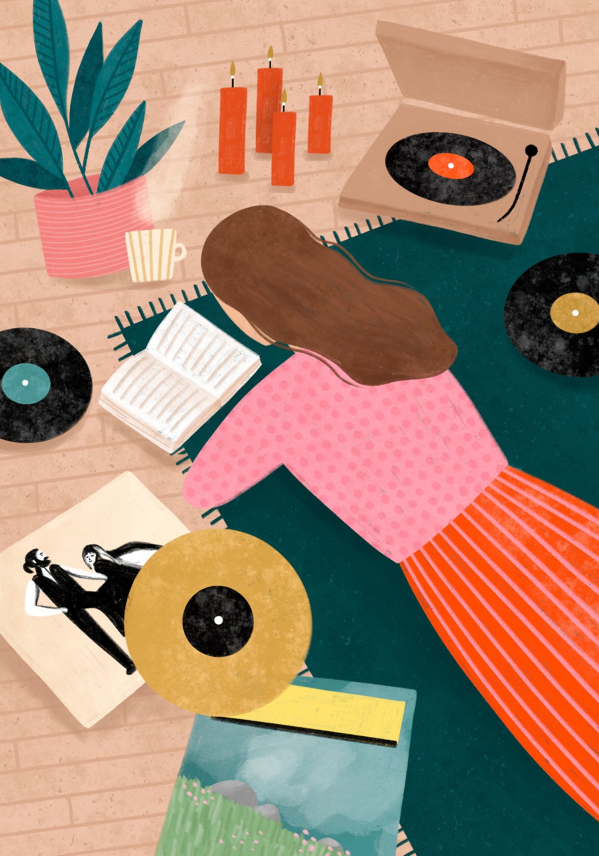 Cozy Vinyl Listening Artwork