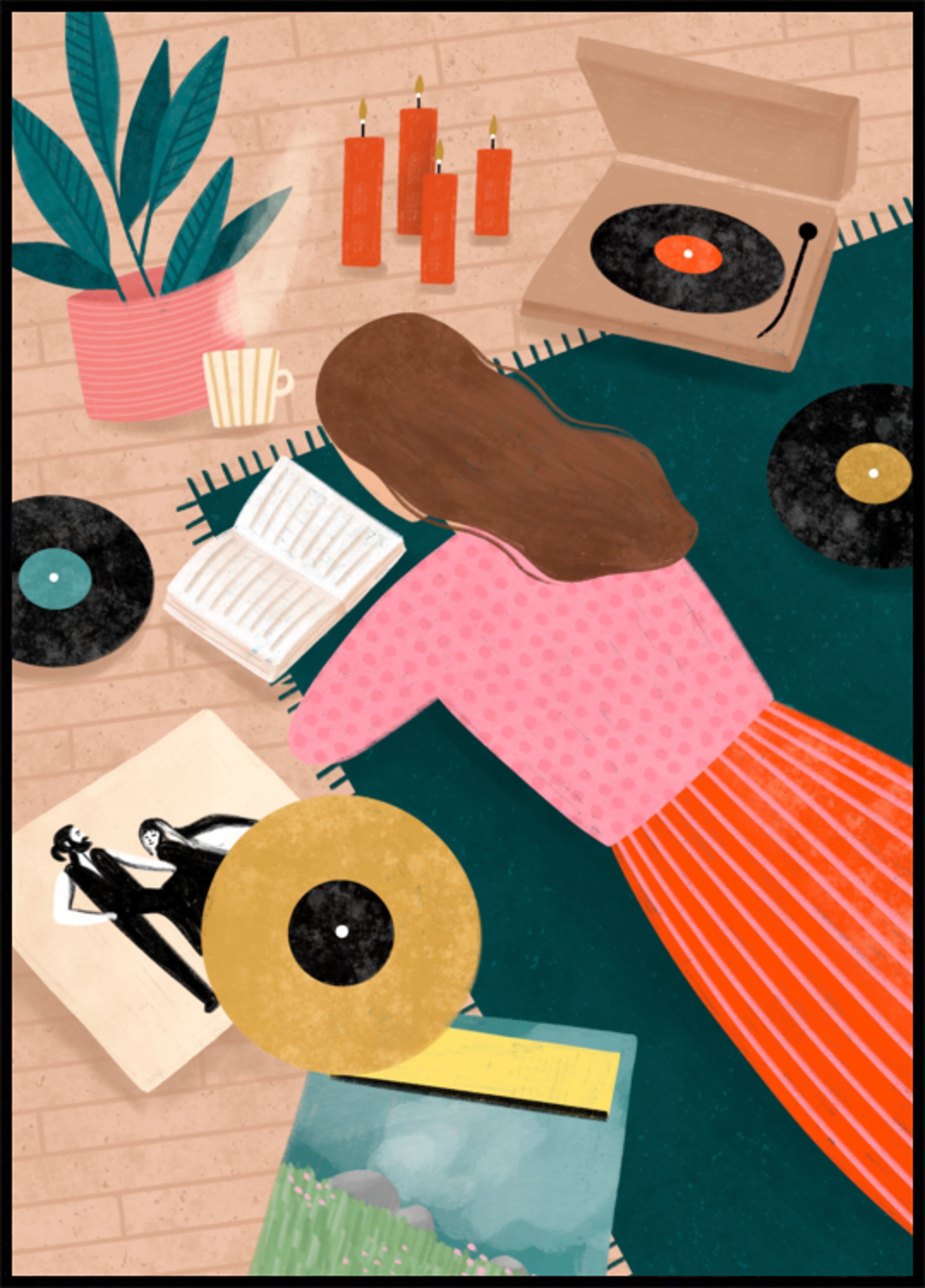 Cozy Vinyl Listening Artwork