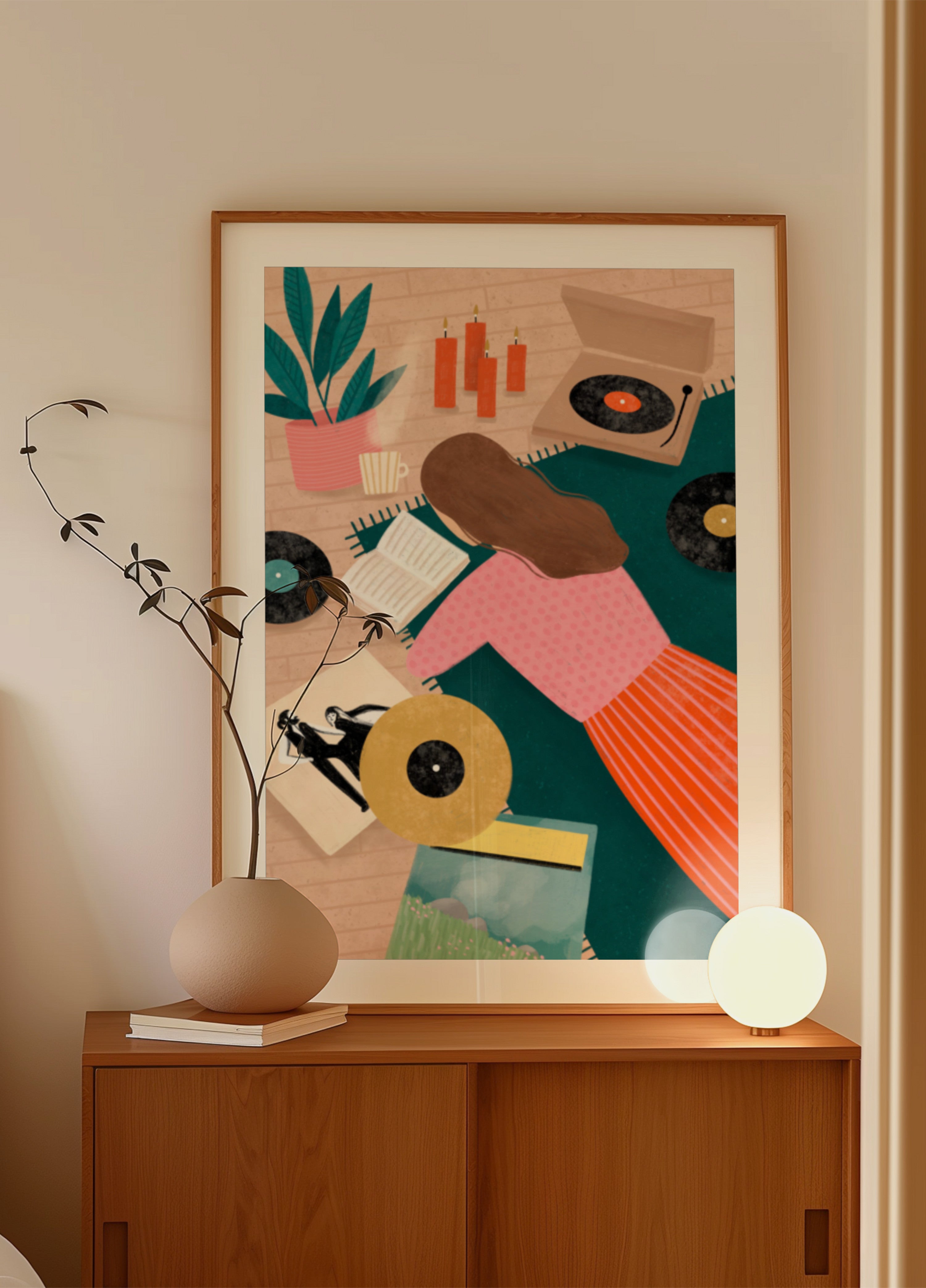 Cozy Vinyl Listening Artwork